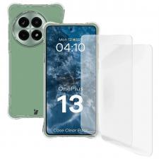 Huse si carcase OnePlus , Kit protectie 3 in 1 BizonMobile Clear Pack, Carcasa Bizon Salpa si 2 folii Bizon Glass Hydrogel Front, compatibil cu OnePlus 13, Transparent, lerato.ro