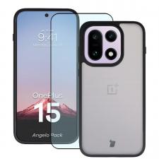 Huse si carcase OnePlus , Kit protectie 2 in 1 BizonMobile, Carcasa Bizon Angelo si Folie sticla securizata Bizon Glass Edge, compatibil cu OnePlus 15, Negru, lerato.ro