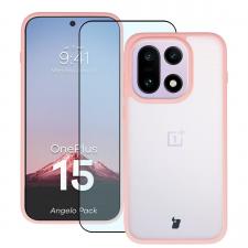 Huse si carcase OnePlus , Kit protectie 2 in 1 BizonMobile, Carcasa Bizon Angelo si Folie sticla securizata Bizon Glass Edge, compatibil cu OnePlus 15, Roz, lerato.ro