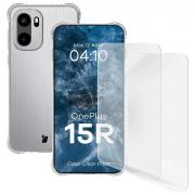 Kit protectie 3 in 1 BizonMobile Clear Pack, Carcasa Bizon Salpa si 2 folii Bizon Glass Hydrogel Front, compatibil cu OnePlus 15R, Transparent