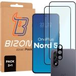 Set protectie 3in1 Bizon Glass Edge Pack, 2 folii sticla ecran + 1 folie sticla camera foto, compatibil cu OnePlus Nord 5, Negru 2 - lerato.ro