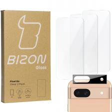 Folii protectie telefoane Google, Set protectie 4in1 Bizon Glass Clear Pack, 3 folii sticla ecran + 1 folie sticla camera foto, compatibil cu Google Pixel 8a, Transparent, lerato.ro