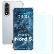 Kit protectie 3 in 1 BizonMobile Clear Pack, Carcasa Bizon Salpa si 2 folii Bizon Glass Clear, compatibil cu OnePlus Nord 5, Transparent