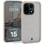 Kit protectie 2 in 1 BizonMobile, Carcasa Bizon MatteO si Folie sticla securizata Bizon Glass Edge, compatibil cu OnePlus 15, Bej 2 - lerato.ro