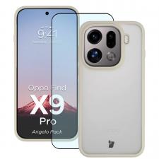 Huse si carcase Oppo Find X9 Pro, Kit protectie 2 in 1 BizonMobile, Carcasa Bizon Angelo si Folie sticla securizata Bizon Glass Edge, compatibil cu Oppo Find X9 Pro, Bej, lerato.ro