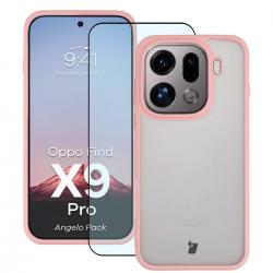 Kit protectie 2 in 1 BizonMobile, Carcasa Bizon Angelo si Folie sticla securizata Bizon Glass Edge, compatibil cu Oppo Find X9 Pro, Roz