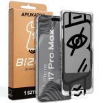 Folie sticla securizata Bizon Glass Aplikator Shadow Privacy, Kit montare inclus, compatibila cu iPhone 17 Pro Max, Negru 2 - lerato.ro