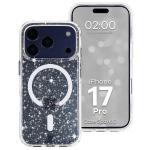 Carcasa Bizon SparklO cu MagSafe compatibila cu iPhone 17 Pro, Glitter Clear 3 - lerato.ro