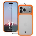 Kit protectie 2 in 1 BizonMobile, Carcasa Bizon Angelo si Folie sticla securizata Bizon Glass Edge, compatibil cu iPhone 17 Pro, Portocaliu 2 - lerato.ro