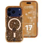 Carcasa Bizon SparklO cu MagSafe compatibila cu iPhone 17 Pro, Glitter Orange 3 - lerato.ro