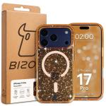 Carcasa Bizon SparklO cu MagSafe compatibila cu iPhone 17 Pro, Glitter Orange 7 - lerato.ro