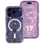 Carcasa Bizon SparklO cu MagSafe compatibila cu iPhone 17 Pro, Glitter Purple 3 - lerato.ro