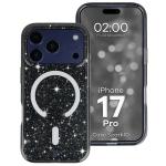 Carcasa Bizon SparklO cu MagSafe compatibila cu iPhone 17 Pro, Glitter Black 3 - lerato.ro