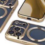 Carcasa cu protectie pentru camera Bizon GuardO cu MagSafe compatibila cu iPhone 17 Pro, Clear / Gold 5 - lerato.ro