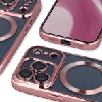 Carcasa cu protectie pentru camera Bizon GuardO cu MagSafe compatibila cu iPhone 17 Pro, Transparent / Roz 5 - lerato.ro