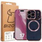 Carcasa cu protectie pentru camera Bizon GuardO cu MagSafe compatibila cu iPhone 17 Pro, Transparent / Roz 6 - lerato.ro