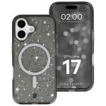 Carcasa Bizon SparklO cu MagSafe compatibila cu iPhone 17, Glitter Black 3 - lerato.ro