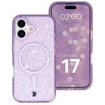 Carcasa Bizon SparklO cu MagSafe compatibila cu iPhone 17, Glitter Purple 3 - lerato.ro