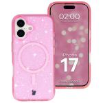 Carcasa Bizon SparklO cu MagSafe compatibila cu iPhone 17, Glitter Pink 3 - lerato.ro