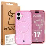 Carcasa Bizon SparklO cu MagSafe compatibila cu iPhone 17, Glitter Pink 7 - lerato.ro