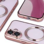 Carcasa cu protectie pentru camera Bizon GuardO cu MagSafe compatibila cu iPhone 17, Transparent / Roz 5 - lerato.ro