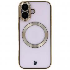 Huse si carcase iPhone 17, Carcasa cu protectie pentru camera Bizon GuardO cu MagSafe compatibila cu iPhone 17, Clear / Gold, lerato.ro