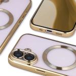 Carcasa cu protectie pentru camera Bizon GuardO cu MagSafe compatibila cu iPhone 17, Clear / Gold 5 - lerato.ro