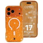 Carcasa Bizon SparklO cu MagSafe compatibila cu iPhone 17 Pro Max, Glitter Orange 3 - lerato.ro