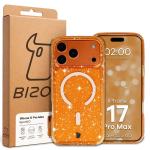 Carcasa Bizon SparklO cu MagSafe compatibila cu iPhone 17 Pro Max, Glitter Orange 7 - lerato.ro