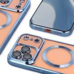 Carcasa cu protectie pentru camera Bizon GuardO cu MagSafe compatibila cu iPhone 17 Pro Max, Transparent / Albastru 5 - lerato.ro