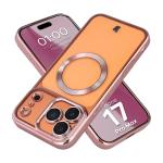 Carcasa cu protectie pentru camera Bizon GuardO cu MagSafe compatibila cu iPhone 17 Pro Max, Transparent / Roz 3 - lerato.ro
