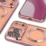 Carcasa cu protectie pentru camera Bizon GuardO cu MagSafe compatibila cu iPhone 17 Pro Max, Transparent / Roz 5 - lerato.ro