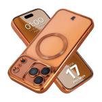Carcasa cu protectie pentru camera Bizon GuardO cu MagSafe compatibila cu iPhone 17 Pro Max, Transparent / Portocaliu 3 - lerato.ro