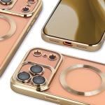 Carcasa cu protectie pentru camera Bizon GuardO cu MagSafe compatibila cu iPhone 17 Pro Max, Clear / Gold 5 - lerato.ro