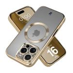 Carcasa cu protectie pentru camera Bizon GuardO cu MagSafe compatibila cu iPhone 16 Pro, Clear / Gold 3 - lerato.ro