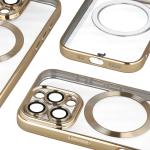 Carcasa cu protectie pentru camera Bizon GuardO cu MagSafe compatibila cu iPhone 16 Pro, Clear / Gold 5 - lerato.ro
