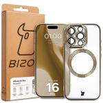 Carcasa cu protectie pentru camera Bizon GuardO cu MagSafe compatibila cu iPhone 16 Pro, Clear / Gold 6 - lerato.ro