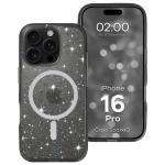 Carcasa Bizon SparklO cu MagSafe compatibila cu iPhone 16 Pro, Glitter Black 3 - lerato.ro