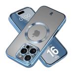 Carcasa cu protectie pentru camera Bizon GuardO cu MagSafe compatibila cu iPhone 16 Pro, Transparent / Albastru 3 - lerato.ro
