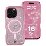 Carcasa Bizon SparklO cu MagSafe compatibila cu iPhone 16 Pro, Glitter Pink 3 - lerato.ro