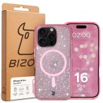 Carcasa Bizon SparklO cu MagSafe compatibila cu iPhone 16 Pro, Glitter Pink 7 - lerato.ro