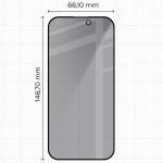 Set 2 folii sticla securizata Bizon Glass Aplikator Shadow Privacy, Kit montare inclus, compatibile cu iPhone 16 Pro, Negru 3 - lerato.ro