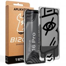Folii iPhone, Folie sticla securizata Bizon Glass Aplikator Shadow Privacy, Kit montare inclus, compatibila cu iPhone 16 Pro, Negru, lerato.ro