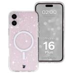 Carcasa Bizon SparklO cu MagSafe compatibila cu iPhone 16 Plus, Glitter Clear 3 - lerato.ro