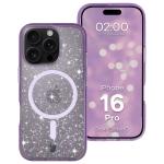 Carcasa Bizon SparklO cu MagSafe compatibila cu iPhone 16 Pro, Glitter Purple 3 - lerato.ro