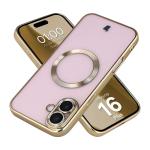 Carcasa cu protectie pentru camera Bizon GuardO cu MagSafe compatibila cu iPhone 16 Plus, Clear / Gold 3 - lerato.ro