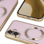 Carcasa cu protectie pentru camera Bizon GuardO cu MagSafe compatibila cu iPhone 16 Plus, Clear / Gold 5 - lerato.ro