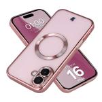 Carcasa cu protectie pentru camera Bizon GuardO cu MagSafe compatibila cu iPhone 16 Plus, Transparent / Roz 3 - lerato.ro