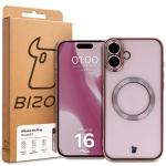 Carcasa cu protectie pentru camera Bizon GuardO cu MagSafe compatibila cu iPhone 16 Plus, Transparent / Roz 6 - lerato.ro
