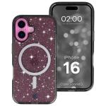 Carcasa Bizon SparklO cu MagSafe compatibila cu iPhone 16, Glitter Black 3 - lerato.ro